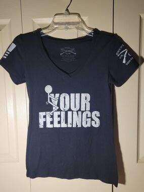 Grunt Style Women's Black V-Neck 'Screw Your Feelings' Graphic Tee